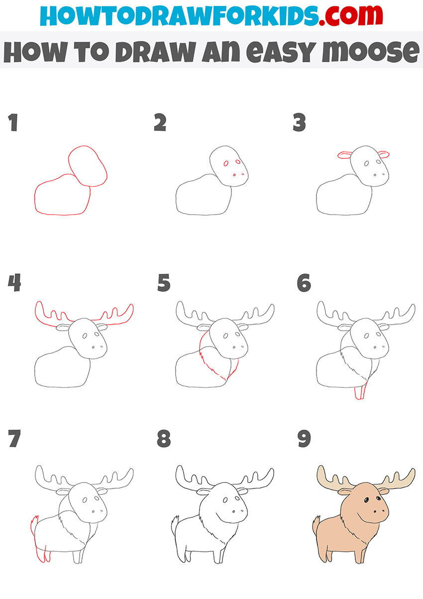 How to Draw an Easy Moose - Easy Drawing Tutorial For Kids