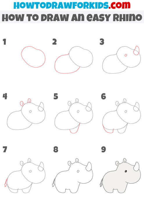 How to Draw an Easy Rhino - Easy Drawing Tutorial For Kids