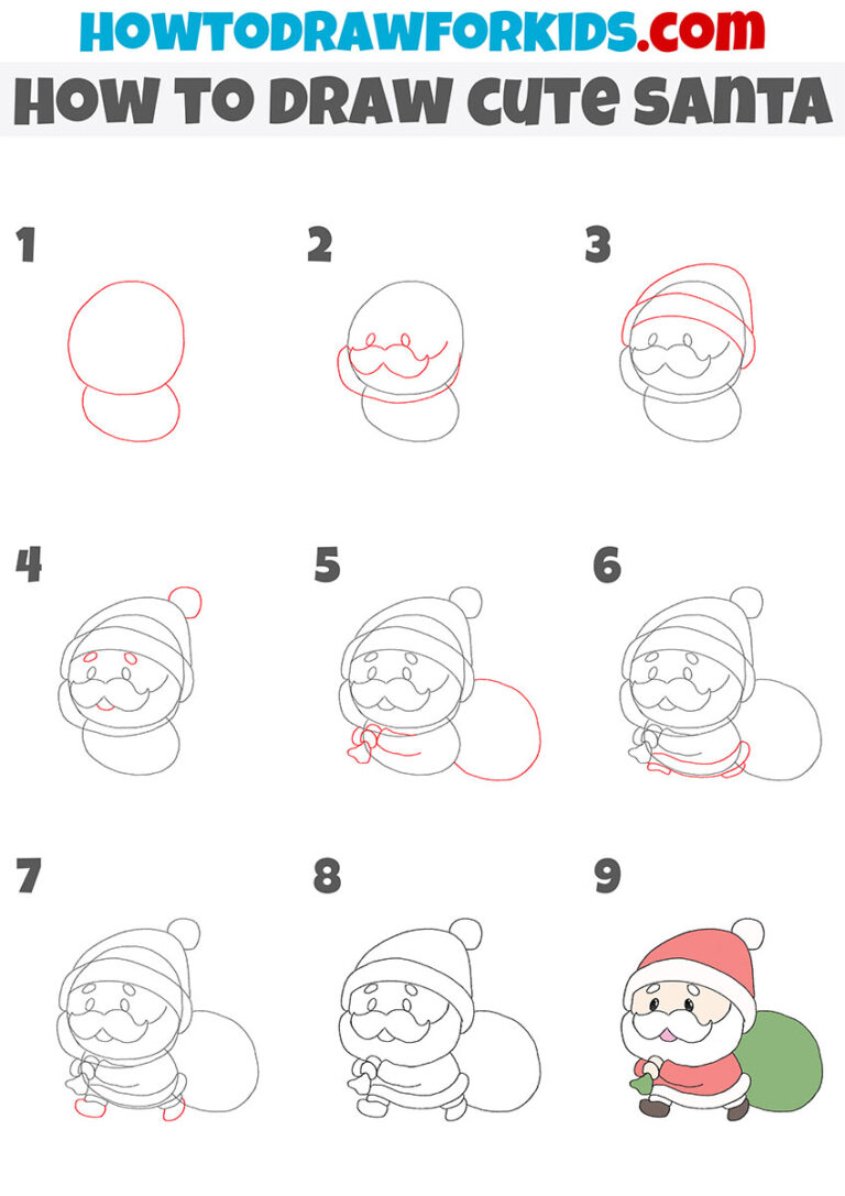 How to Draw Cute Santa Easy Drawing Tutorial For Kids