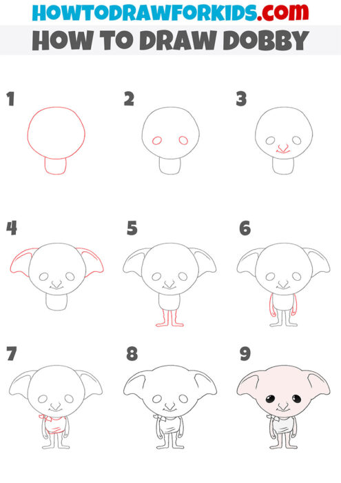 How to Draw Dobby Step by Step - Easy Drawing Tutorial For Kids