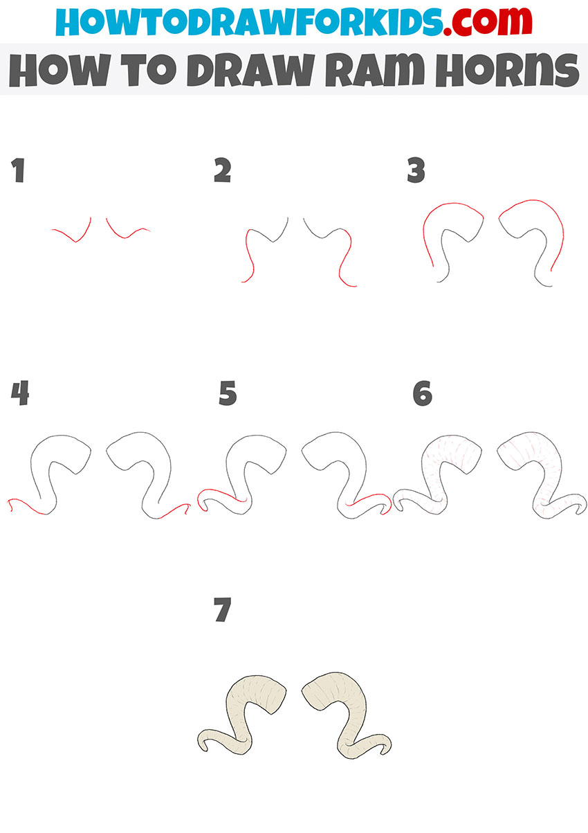 how to draw ram horns step by step