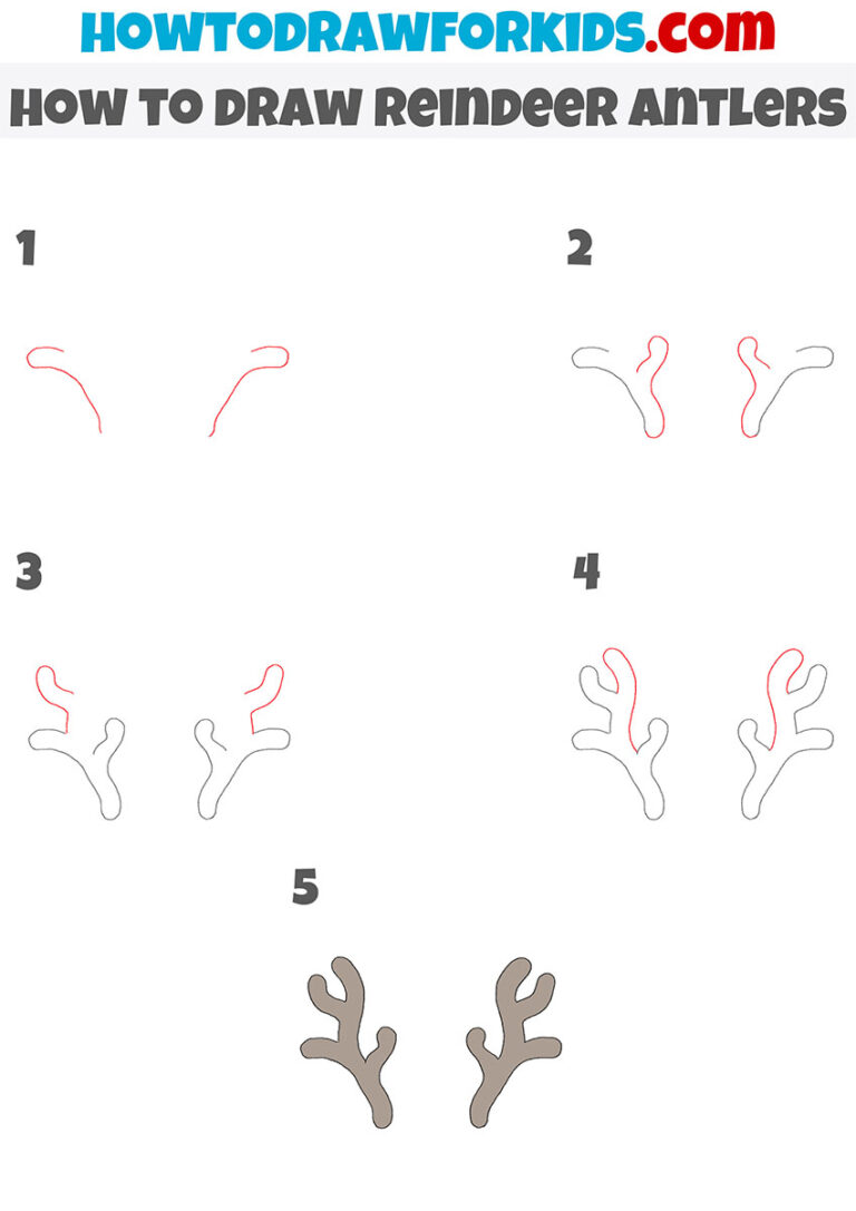 How to Draw Reindeer Antlers Easy Drawing Tutorial For Kids
