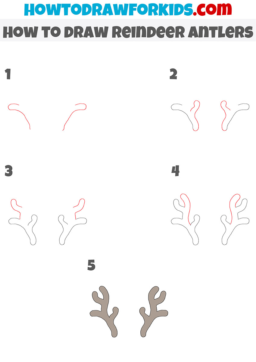 how to draw reindeer antlers step by step