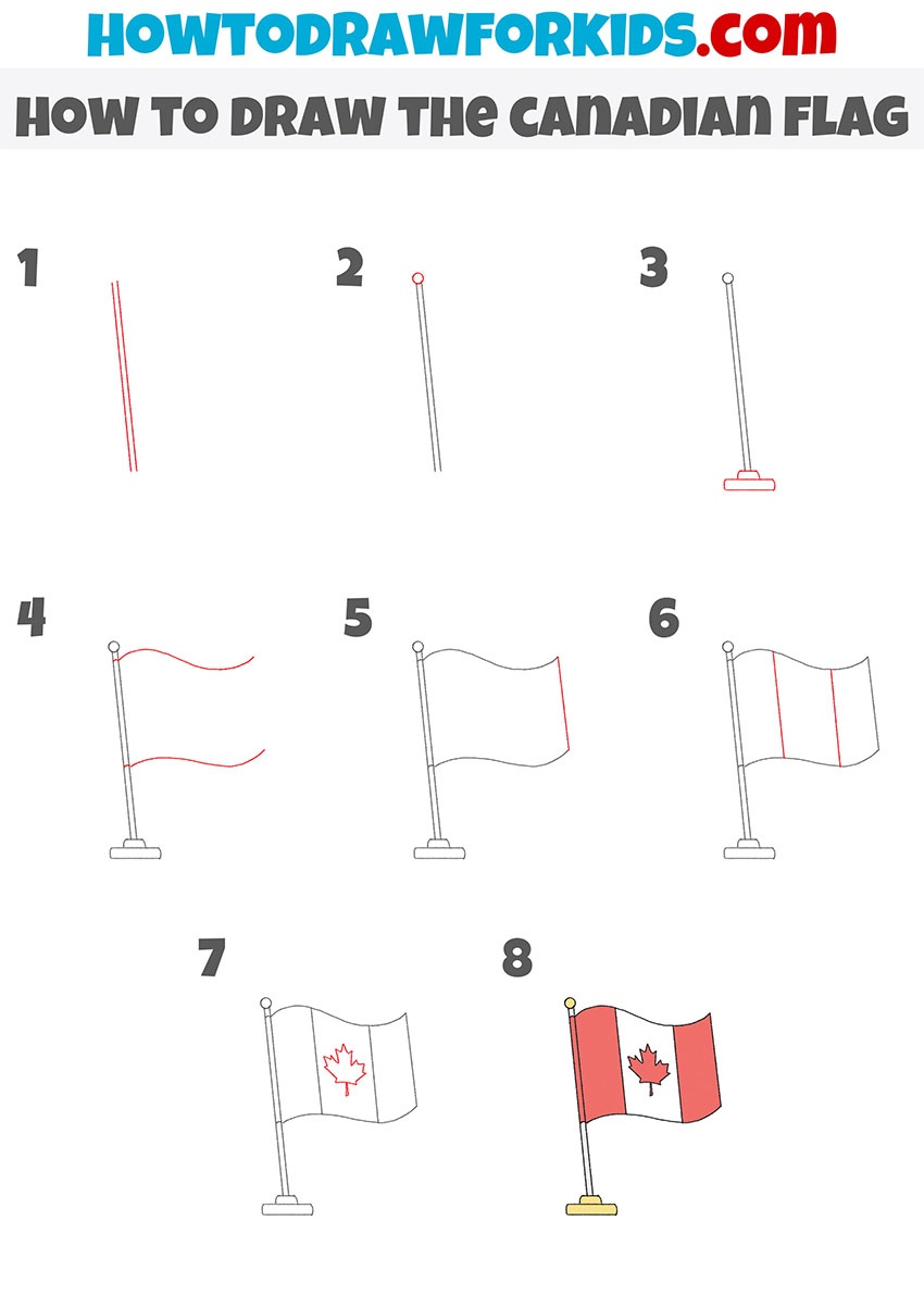 how to draw the canadian flag step by step