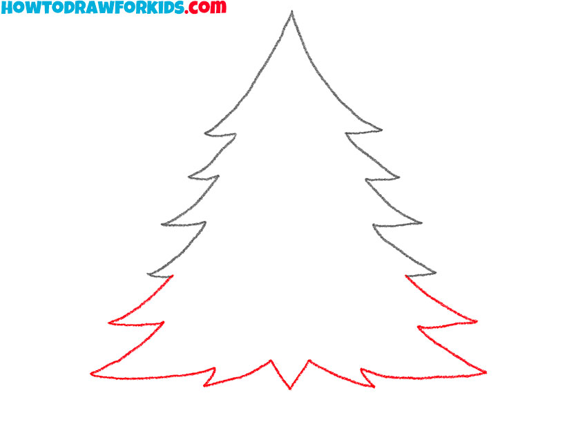 how to draw a simple evergreen tree