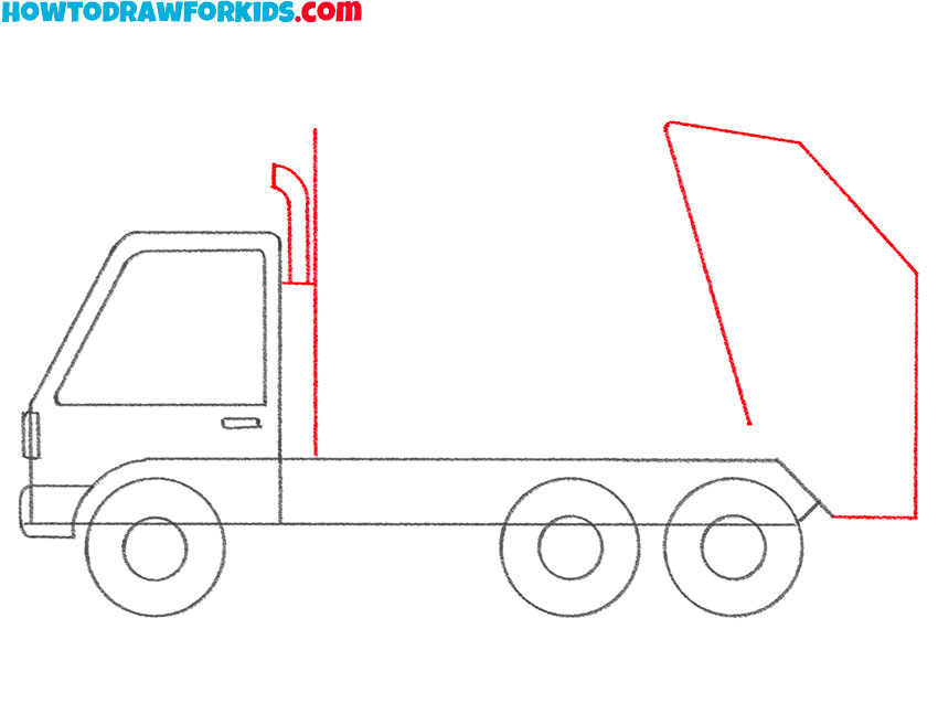 how to draw a cartoon garbage truck