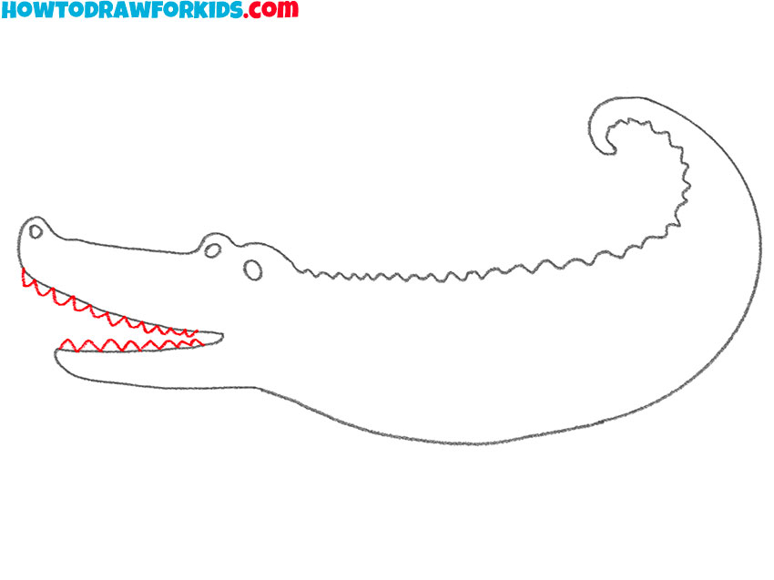 Draw the alligator's teeth