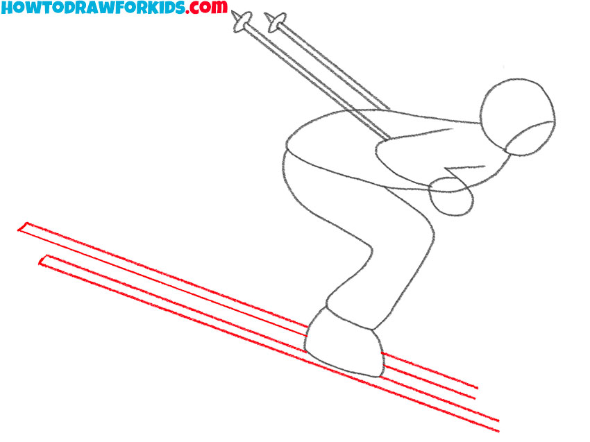 how to draw a skier for kindergarten