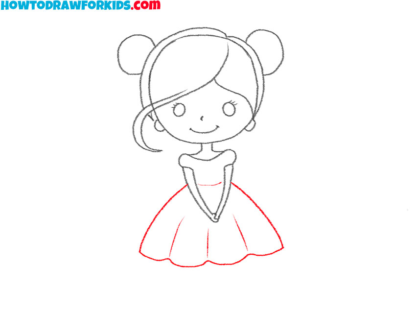 how to draw a woman in a dress easy
