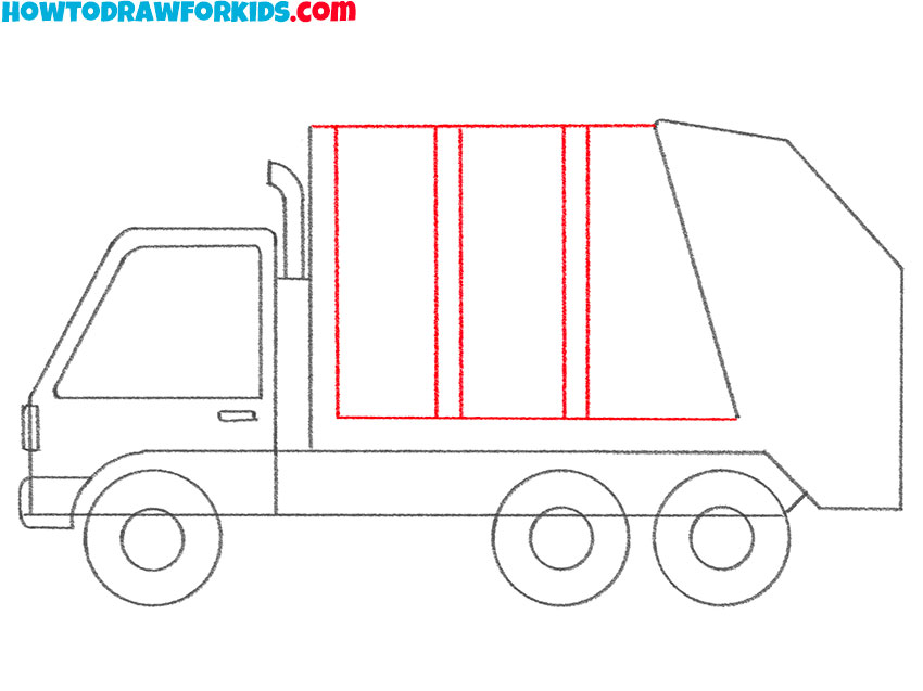 how to draw an easy garbage truck