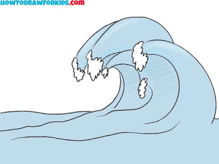 Tsunami waves drawing for kids