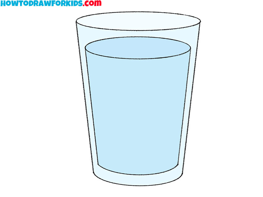 glass of water drawing guide