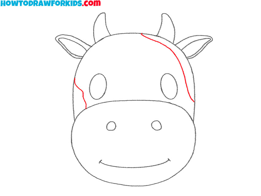 how to draw a cartoon cow head