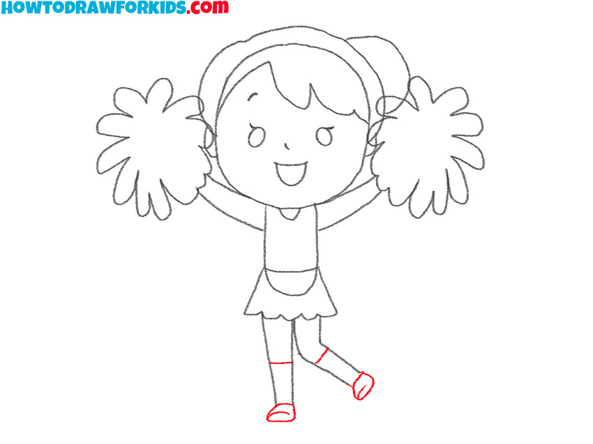 how to draw a cheerleader for kids