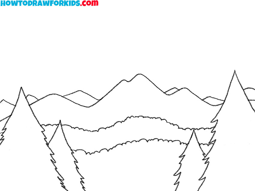 how to draw a mountain landscape simple