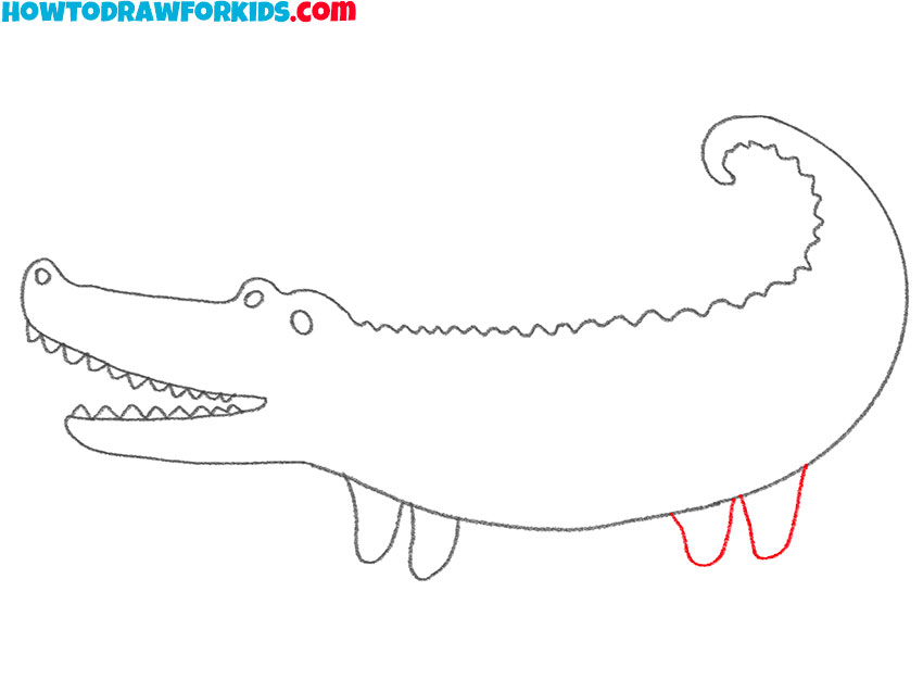 draw the alligator's hind legs