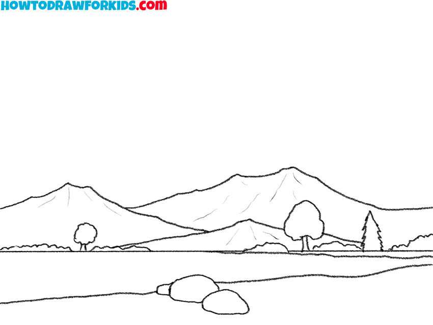 cartoon mountain range drawing