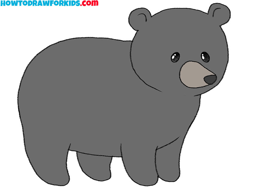 how to draw a black bear for beginners