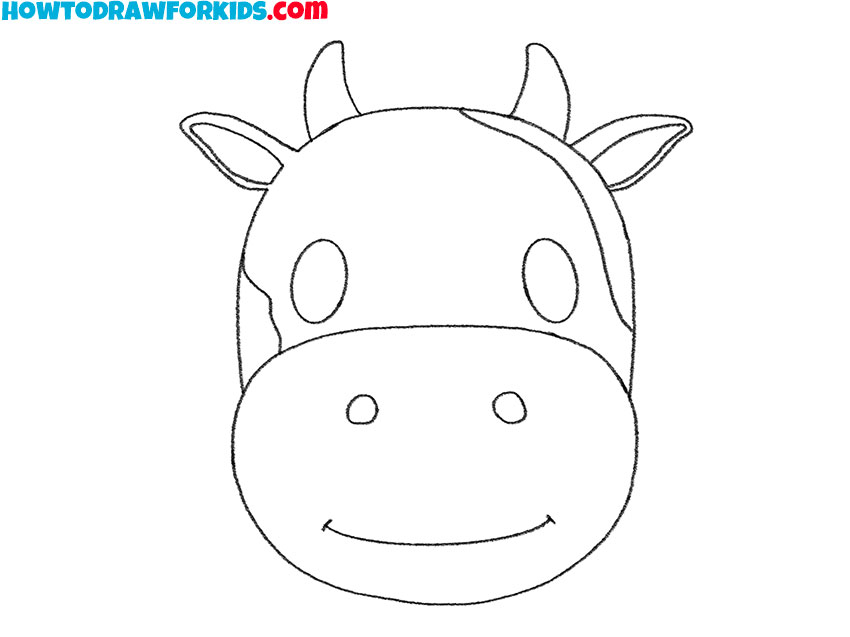 how to draw a cute cow face easy