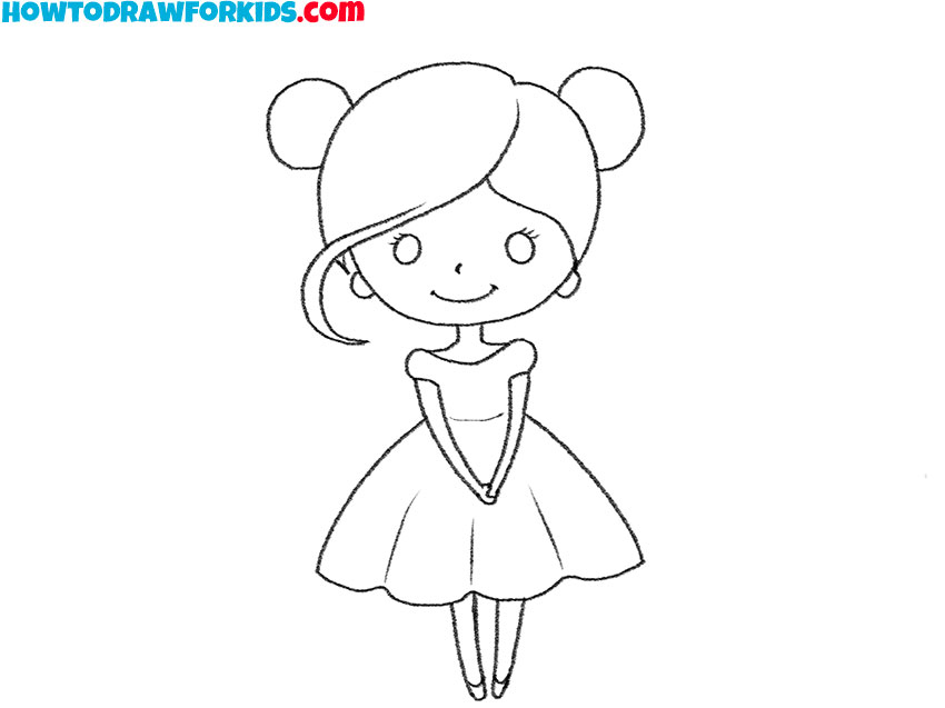 how to draw a girl in a dress for beginners