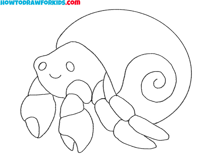 how to draw a hermit crab for kindergarten