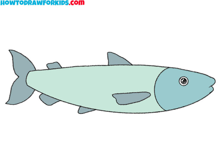 How to Draw a Salmon Easy Drawing Tutorial For Kids