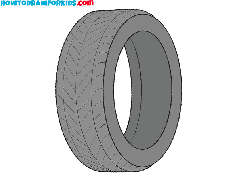  simple tire drawing step by step