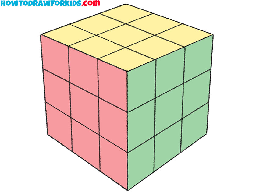  cartoon rubik's cube drawing