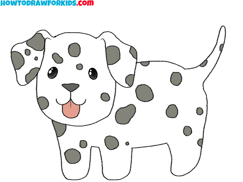 how to draw a cute dalmatian puppy
