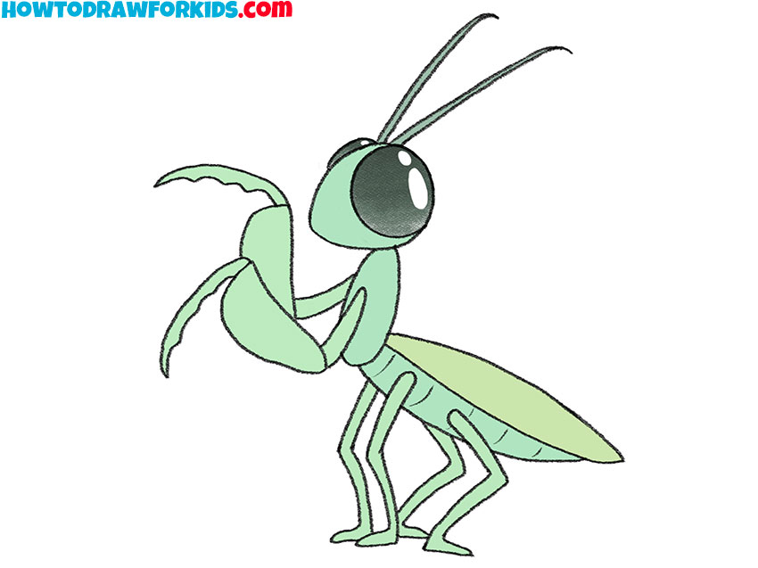 simple praying mantis drawing