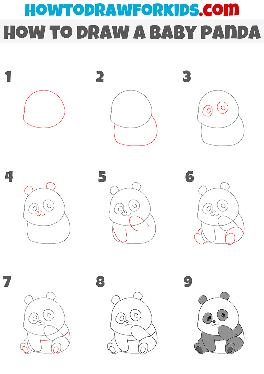 How to Draw a Baby Panda - Easy Drawing Tutorial For Kids