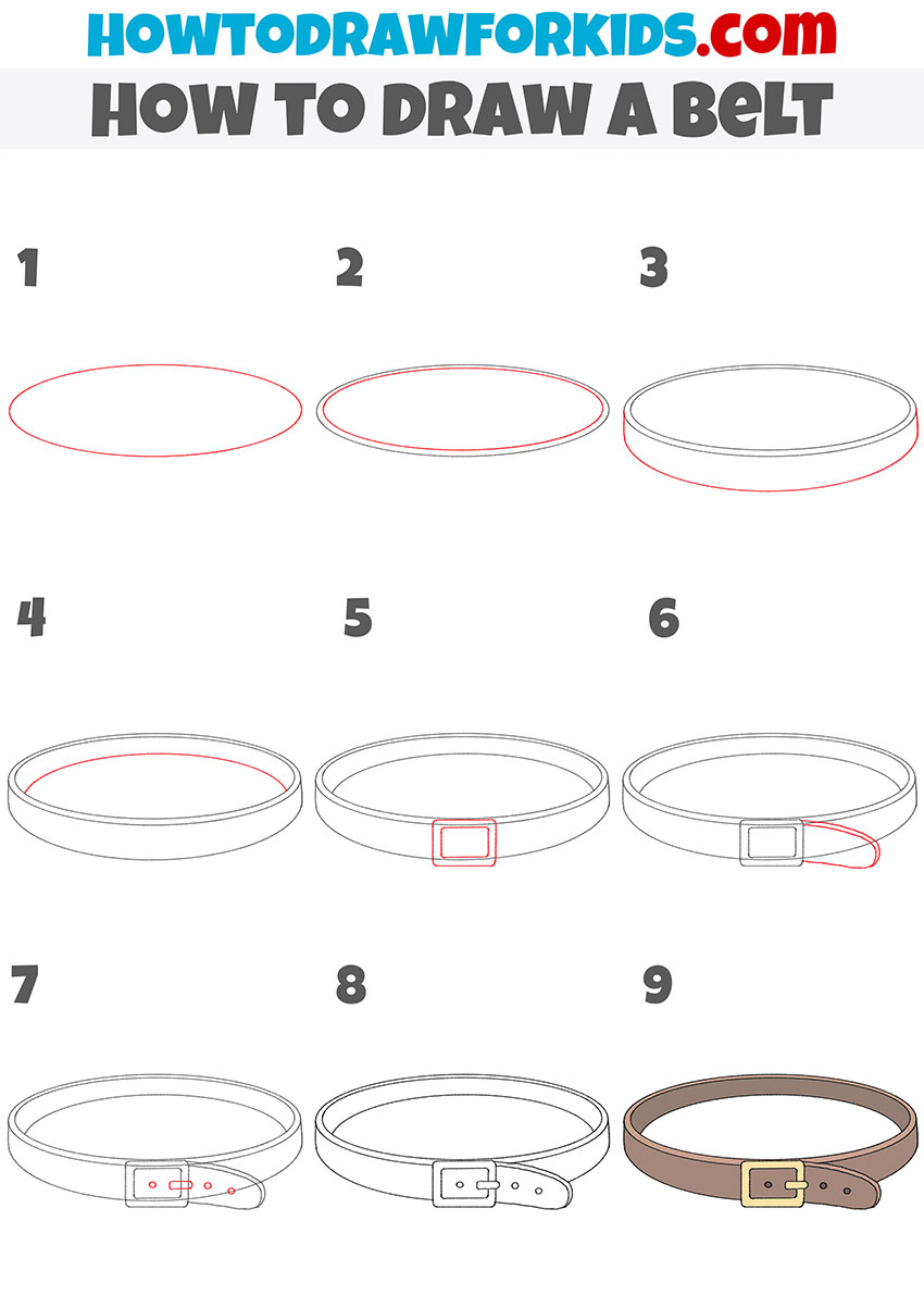how to draw a belt step by step