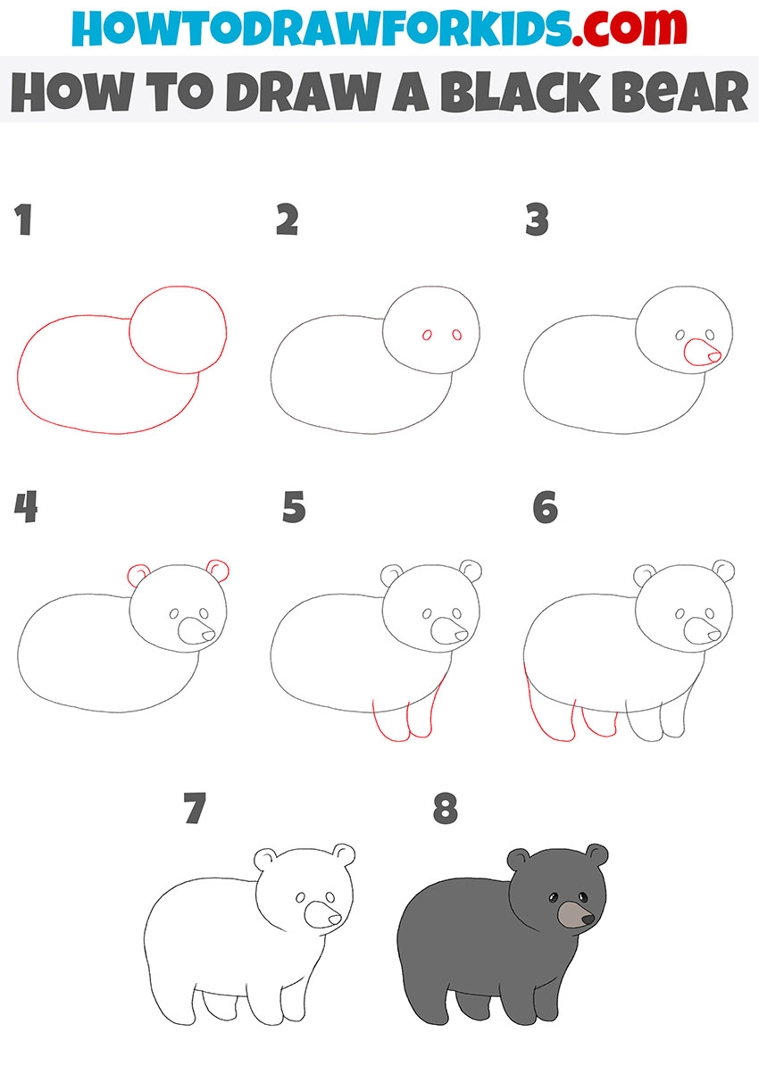 How to Draw a Black Bear - Easy Drawing Tutorial For Kids