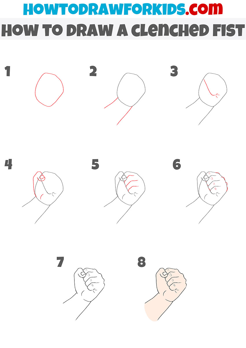 how to draw a clenched fist step by step