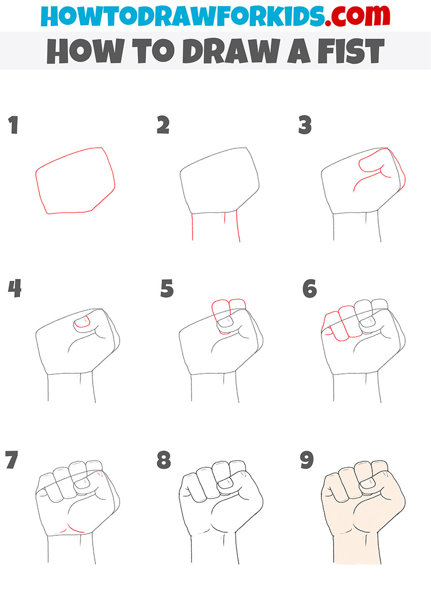 How To Draw A Hand Fist Easy Step By Step For Beginners Hands Fist ...