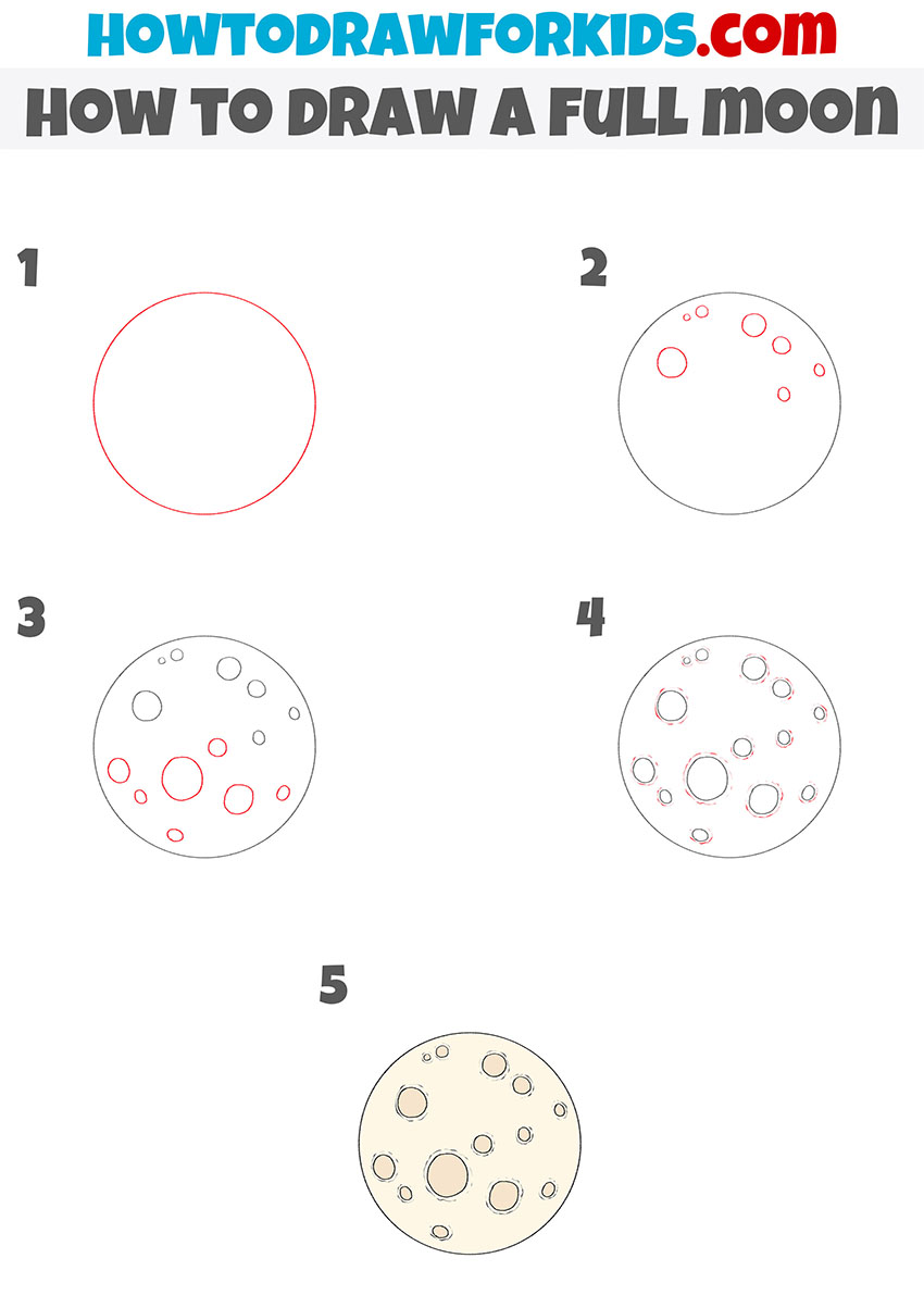 how to draw a full moon step by step