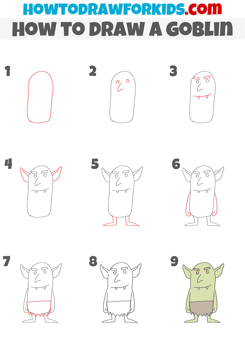 how to draw a goblin step by step