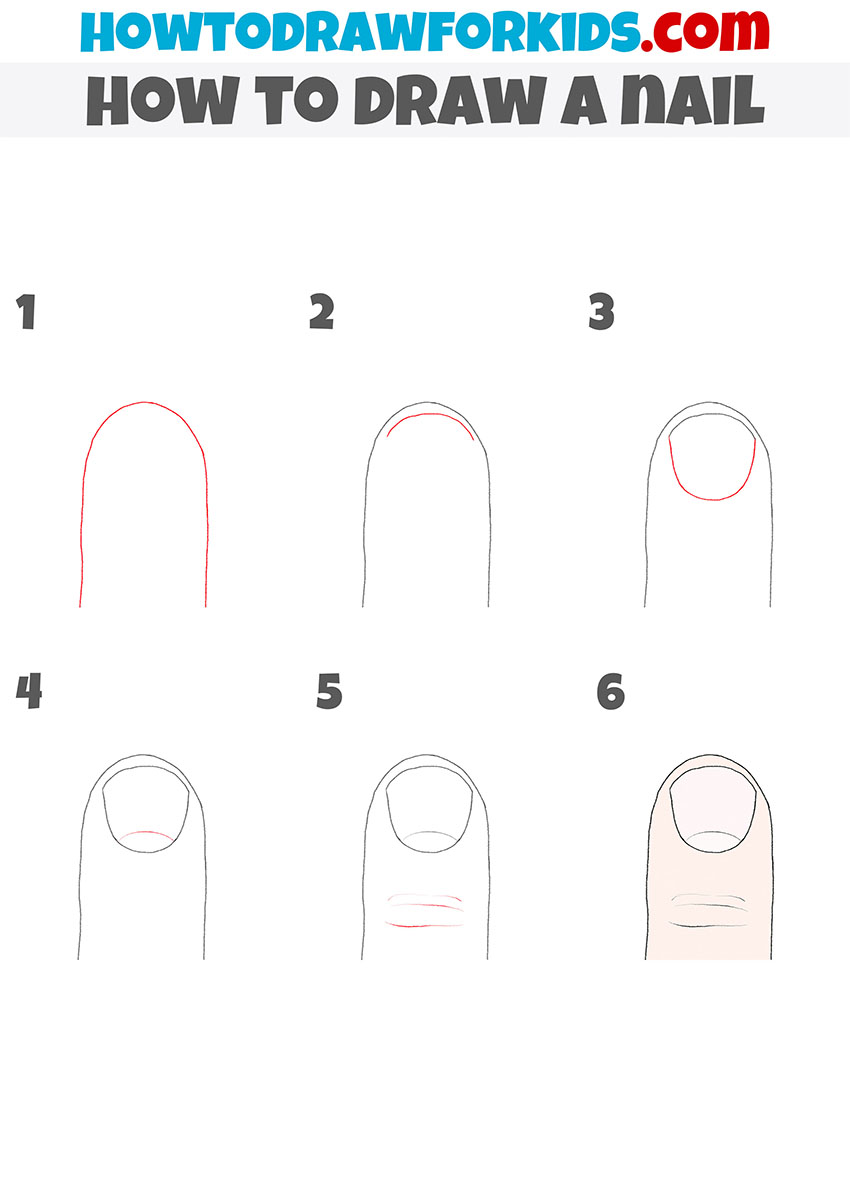how to draw a nail step by step