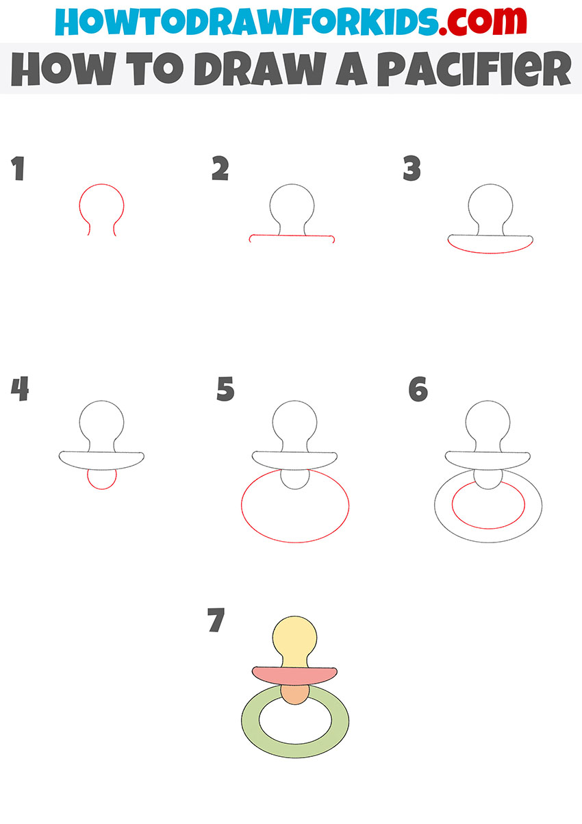how to draw a pacifier step by step