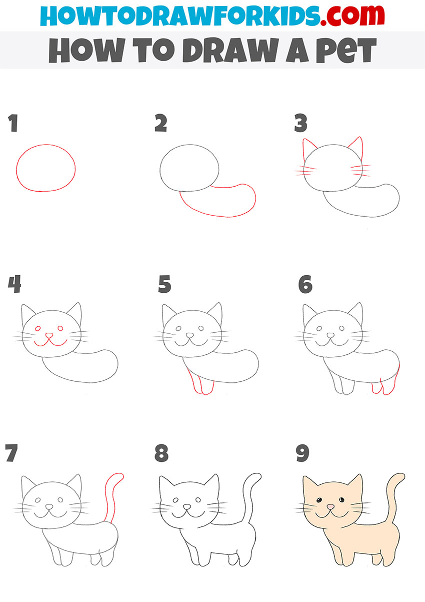 how to draw a pet step by step