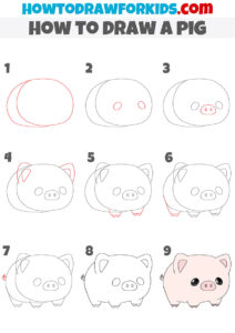 How to Draw a Pig Step by Step - Easy Drawing Tutorial For Kids