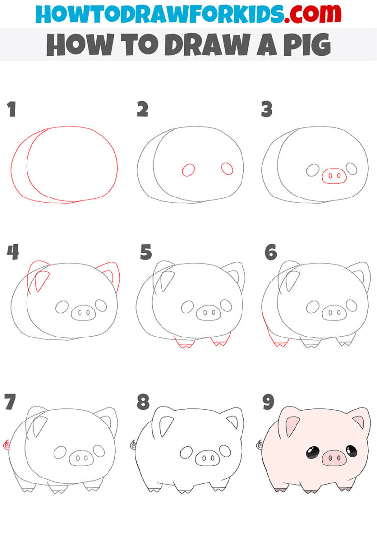 How to Draw a Pig - Easy Drawing Tutorial For Kids