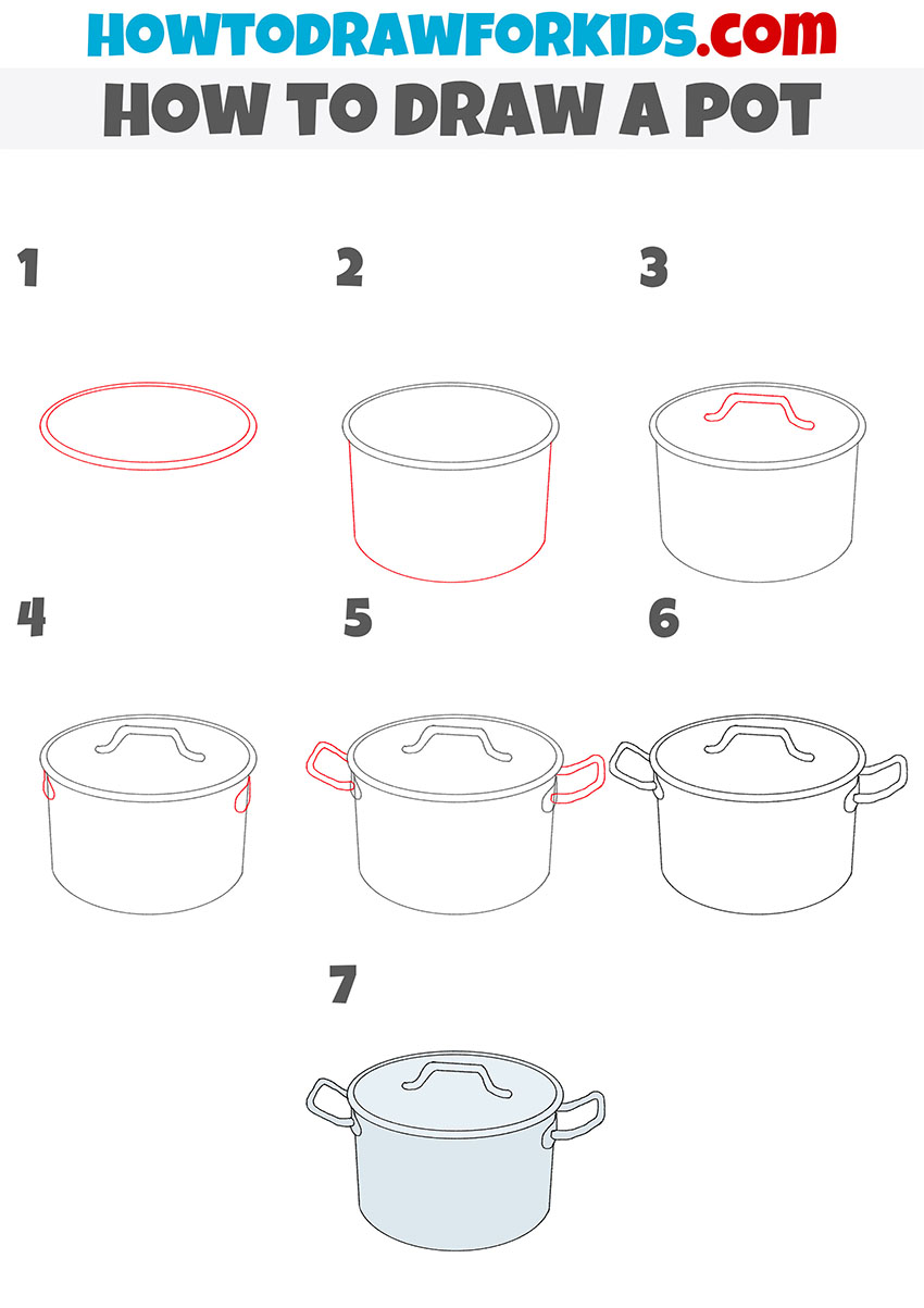 how to draw a pot step by step