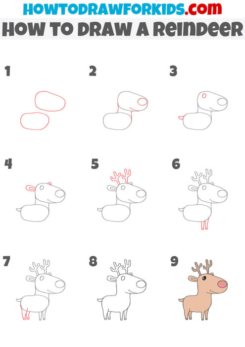 How to Draw a Reindeer Step by Step - Drawing Tutorial For Kids