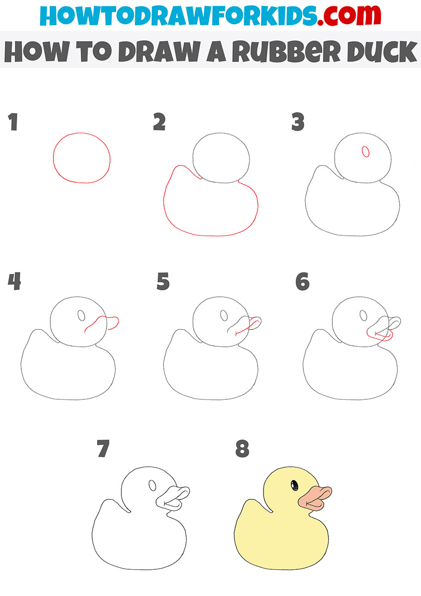 how to draw a rubber duck step by step