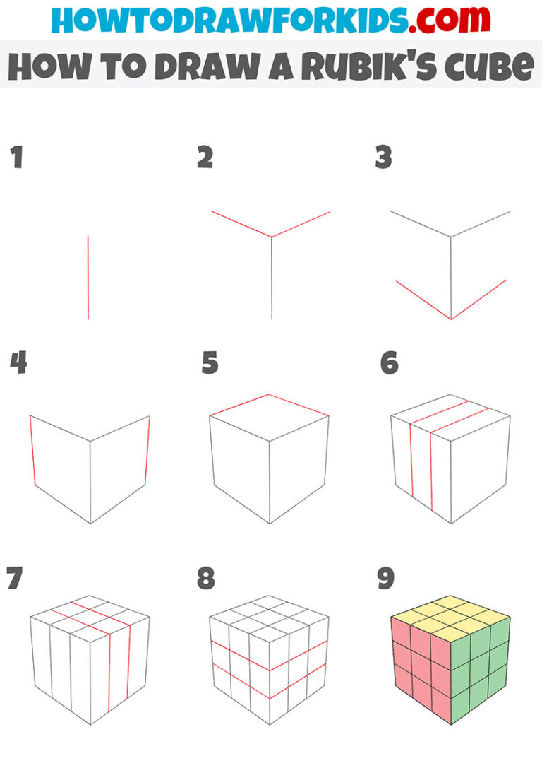 How to Draw a Rubik's Cube Easy Drawing Tutorial For Kids
