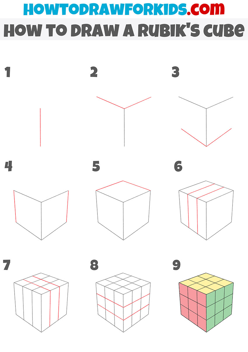 how to draw a rubik's cube step by step