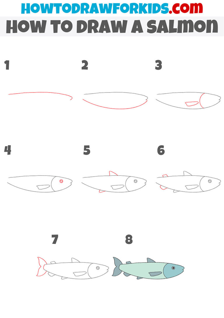 How to Draw a Salmon Easy Drawing Tutorial For Kids