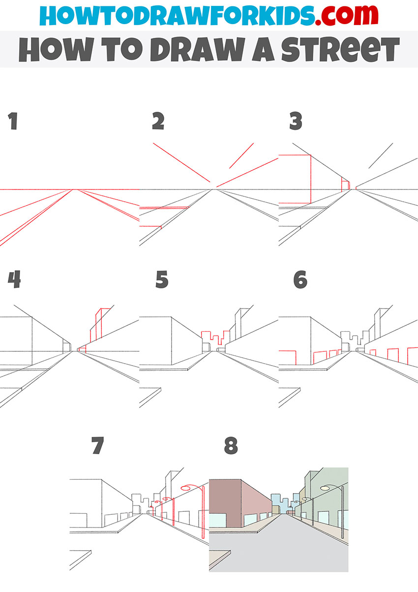 how to draw a street step by step