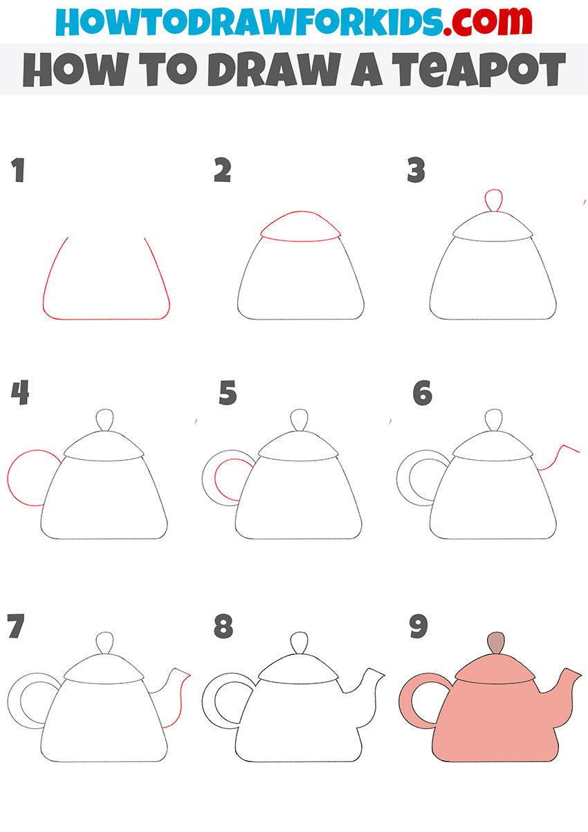 how to draw a teapot step by step